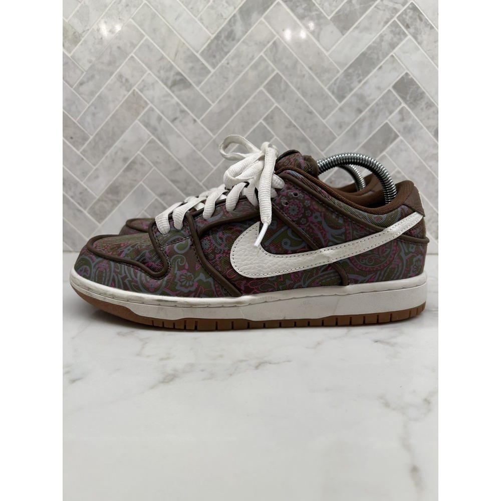 Nike SB Dunk Low Pro Sneakers Mens 8.5 Paisley Brown Classic Lace Up DH7534-200